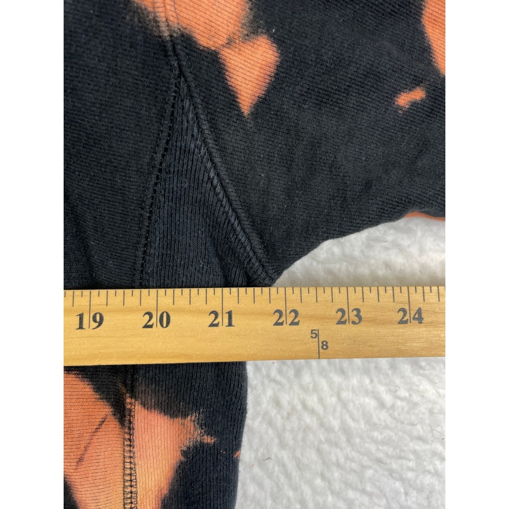 Champion Men's L Reverse Weave Hoodie Black Orange Bleach Tie Dye Streetwear - Picture 5 of 8
